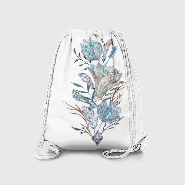 Рюкзак «Принт в стиле бохо с цветами и перьями»