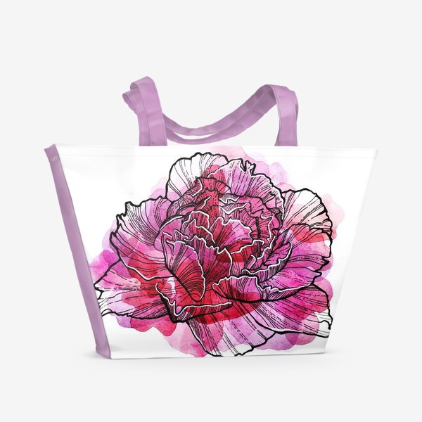 Пляжная сумка «Розовый Пион Акварель»