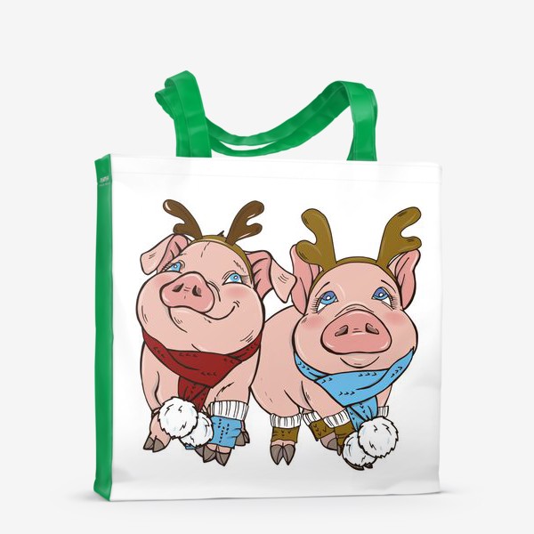 Сумка-шоппер &laquo;Свинки готовятся к Новому году&raquo;