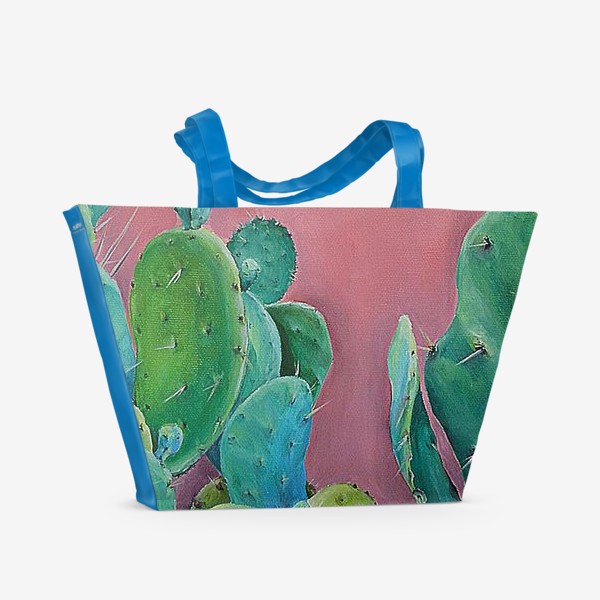 Пляжная сумка «Кактусы сукуленты маслом»