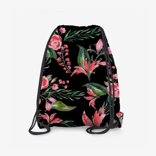 Рюкзак «Цветы на черном»