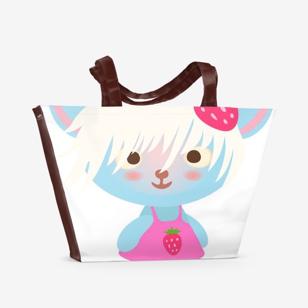 Пляжная сумка «Карамелька кошка клубничка»