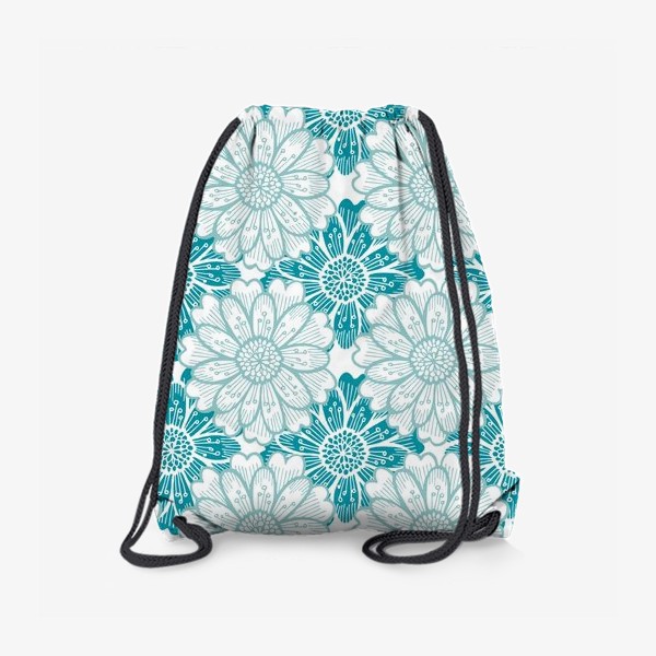 Рюкзак «Бирюзовые цветы. Хризантемы. Паттерн»