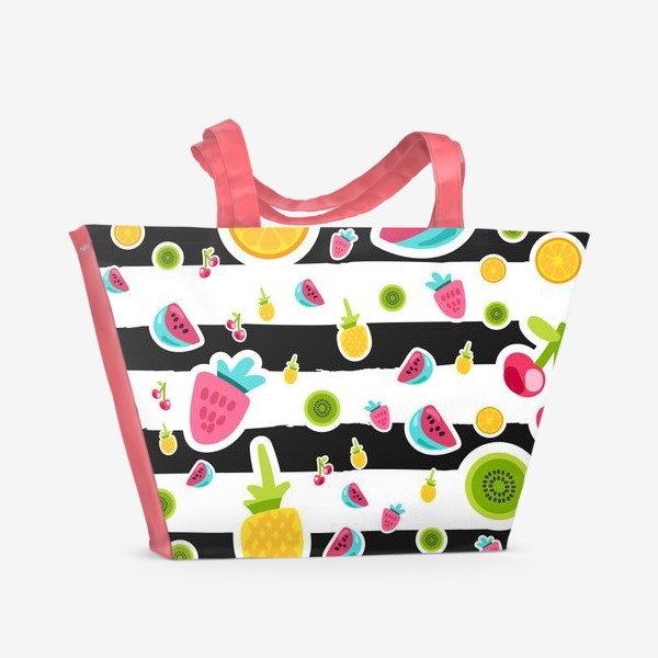 Пляжная сумка «Вкусный фруктовый и ягодный узор»