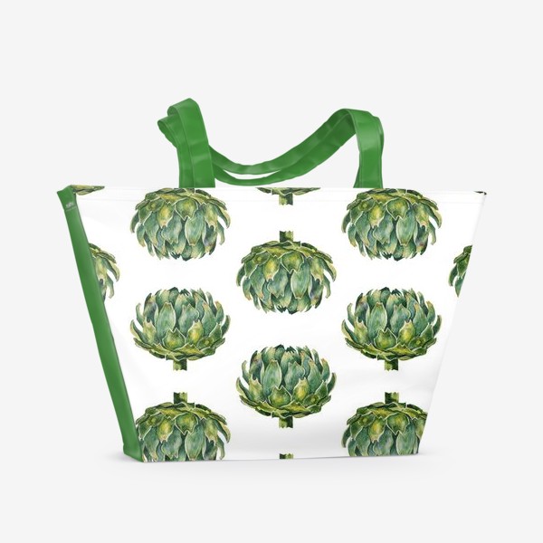 Пляжная сумка «Артишок зеленый паттерн»