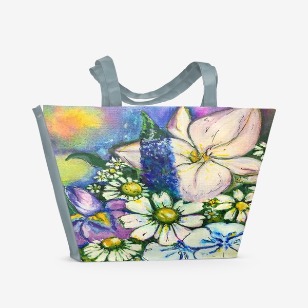 Пляжная сумка «Цветы, ромашки»