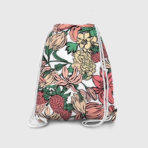Рюкзак «Клубника и цветы»