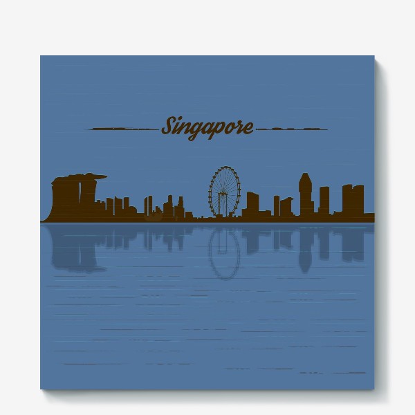 Холст &laquo;Singapore skyline in blue background&raquo;