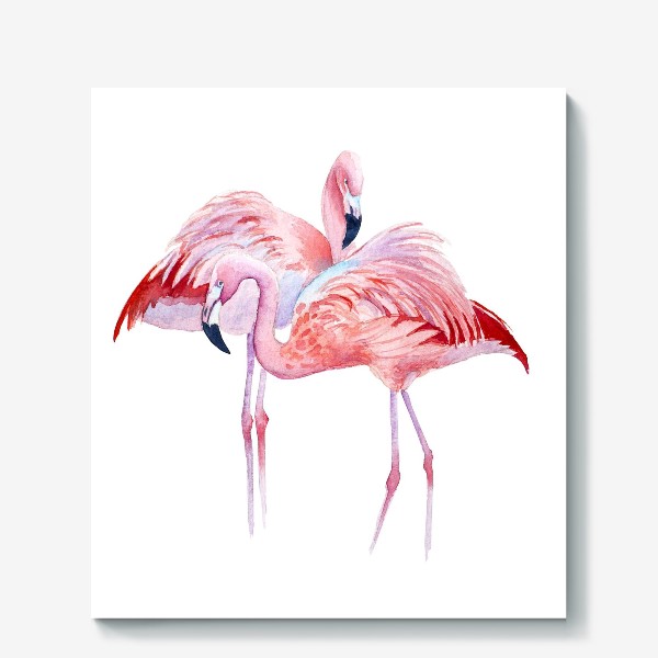Холст «розовый фламинго и тропики»