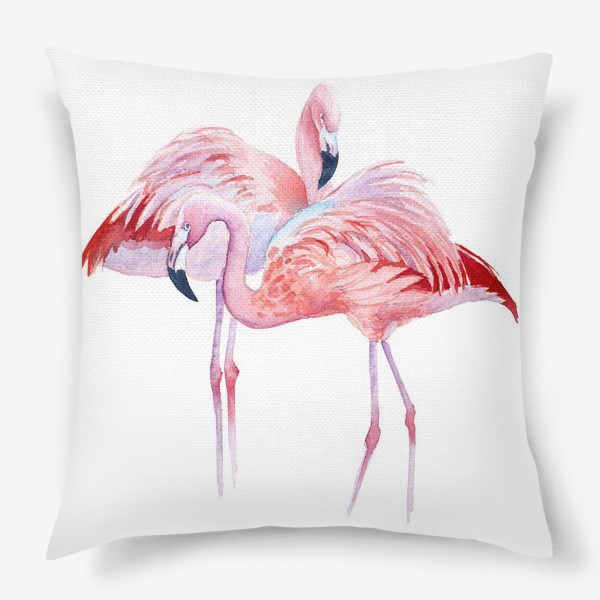 Подушка «розовый фламинго и тропики»
