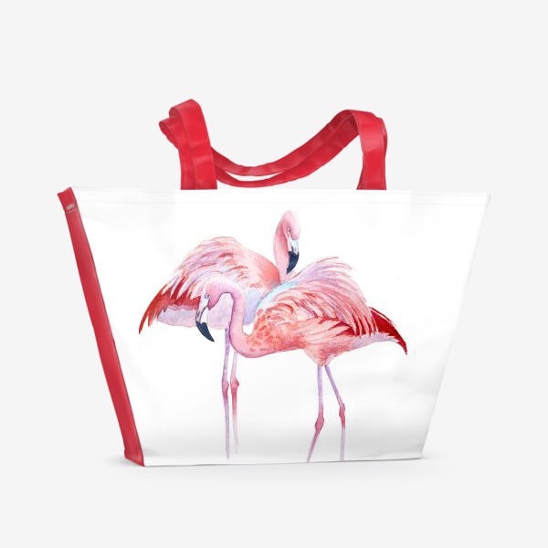 Пляжная сумка «розовый фламинго и тропики»