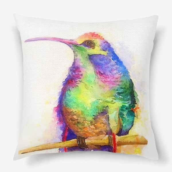 Подушка «Акварельная колибри»