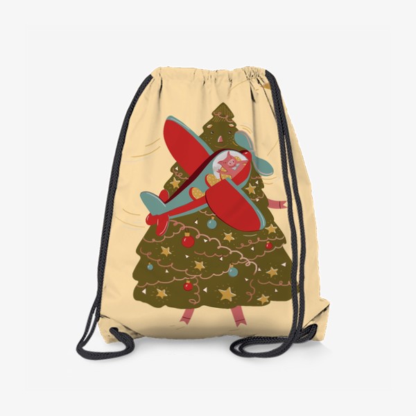 Рюкзак «Хрюшка в самолете и елка»