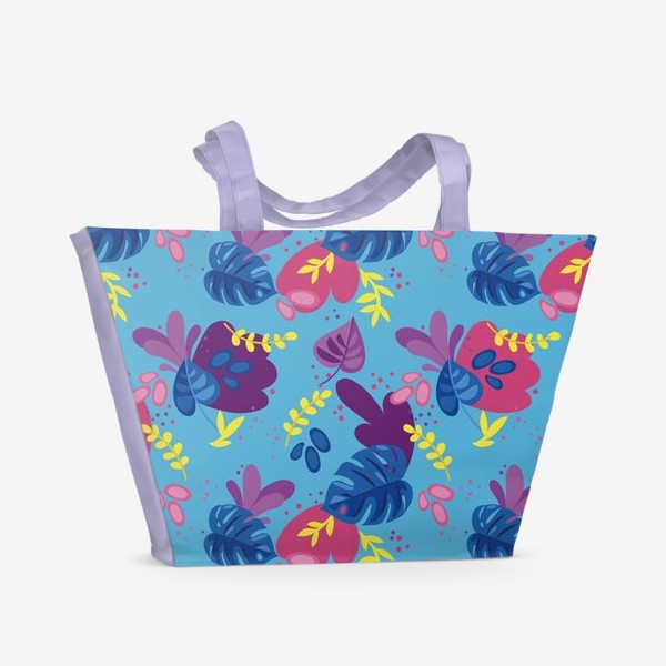 Пляжная сумка «Яркий паттерн с листьями»