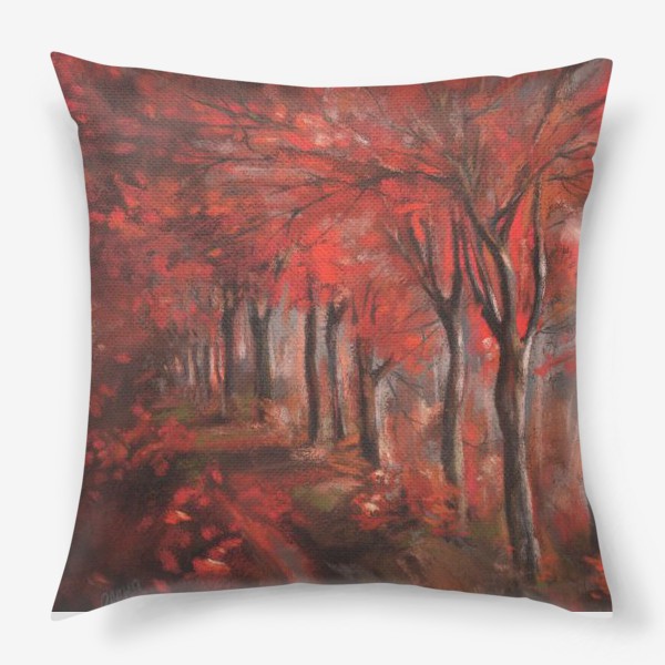 Подушка «Пейзаж. Осень. Красный»
