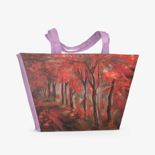 Пляжная сумка «Пейзаж. Осень. Красный»