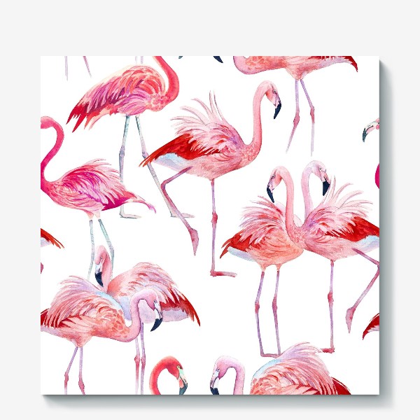 Холст «узор с розовыми фламинго»