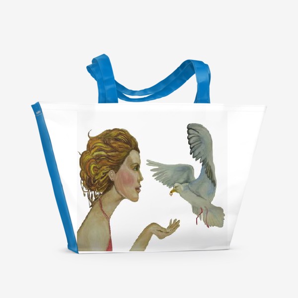 Пляжная сумка &laquo;Девушка и чайка&raquo;