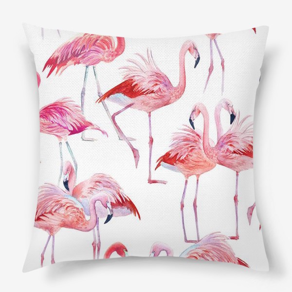 Подушка «узор с розовыми фламинго»