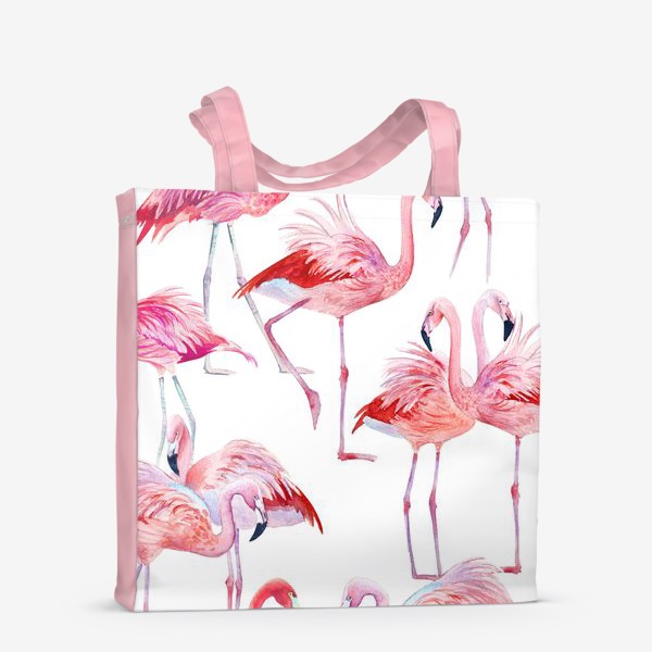 Сумка-шоппер &laquo;узор с розовыми фламинго&raquo;