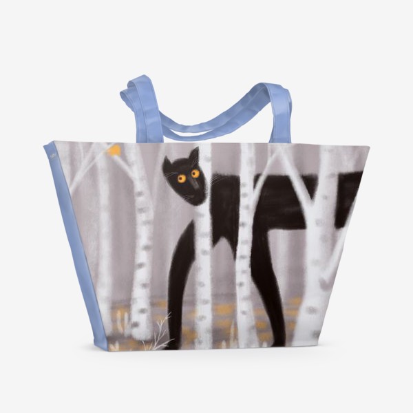 Пляжная сумка «Кот прячется в лесу»