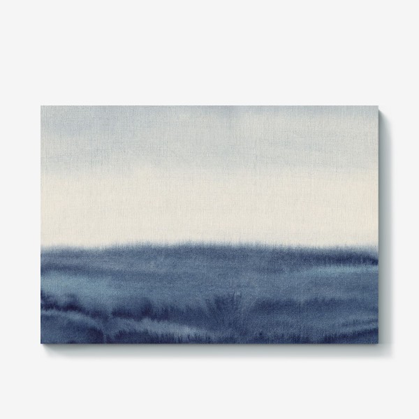 Холст &laquo;Море цвета индиго. Современная абстракция, акварель. Indigo sea, modern abstract watercolor art&raquo;
