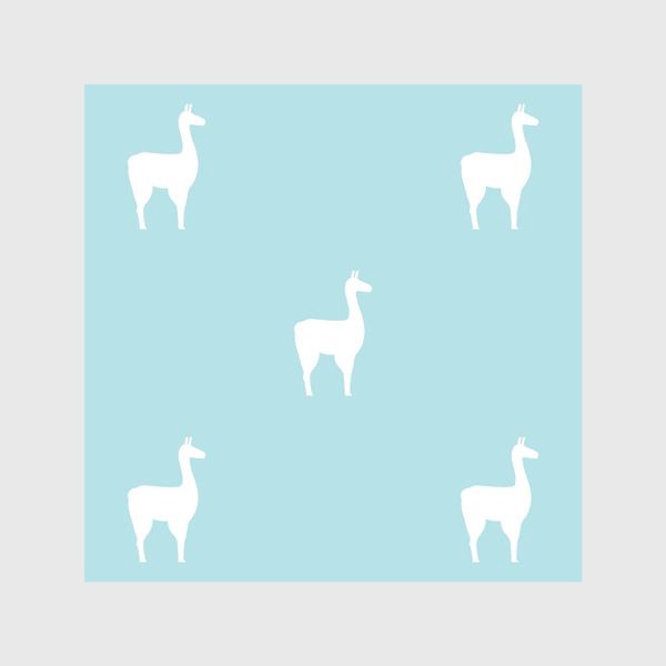 Шторы «Белые силуэты лам на голубом фоне (паттерн)»