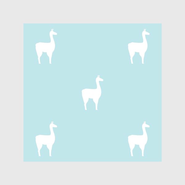 Скатерть «Белые силуэты лам на голубом фоне (паттерн)»