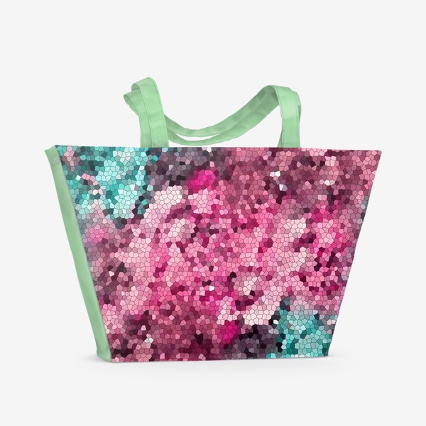 Пляжная сумка «Мозаика Абстракция красный, бирюза и розовый»