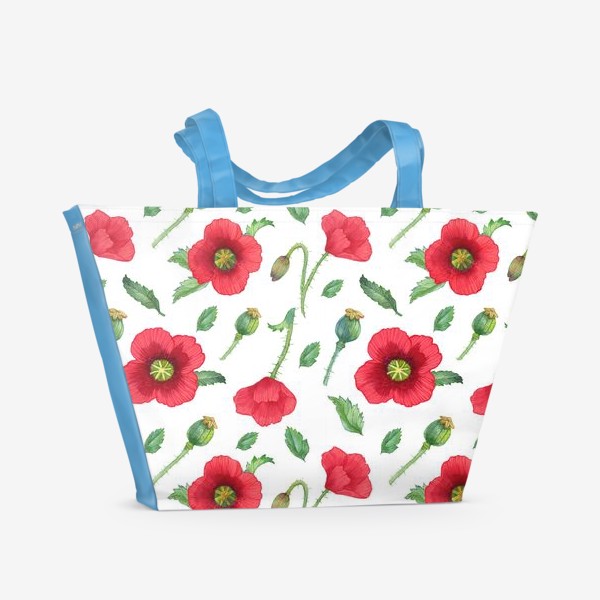 Пляжная сумка «Red poppies pattern»