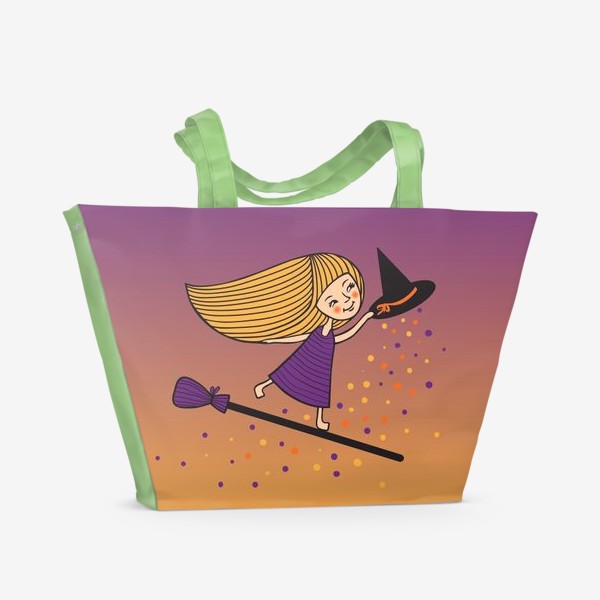 Пляжная сумка «Маленькая ведьма летит на метле»