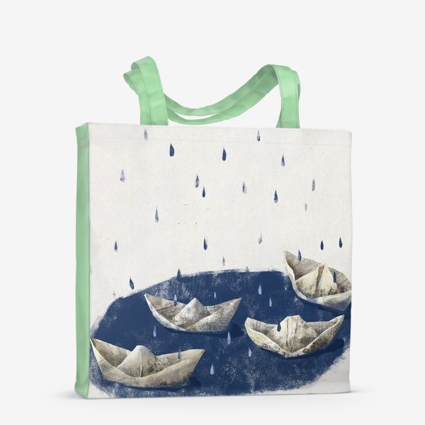 Сумка-шоппер «Бумажные кораблики в лужах под дождём.»