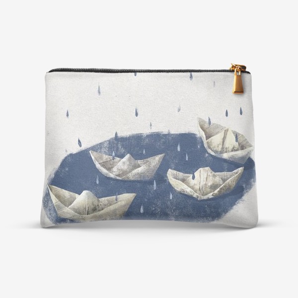 Косметичка &laquo;Бумажные кораблики в лужах под дождём.&raquo;