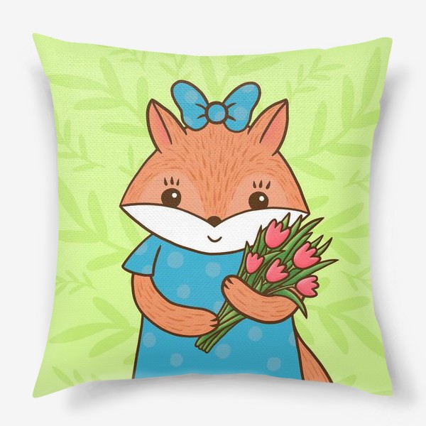 Подушка «Лисичка с тюльпанами»