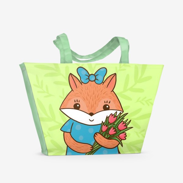 Пляжная сумка «Лисичка с тюльпанами»