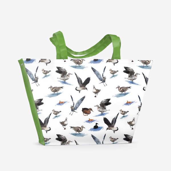Пляжная сумка «Чайки и утки.»