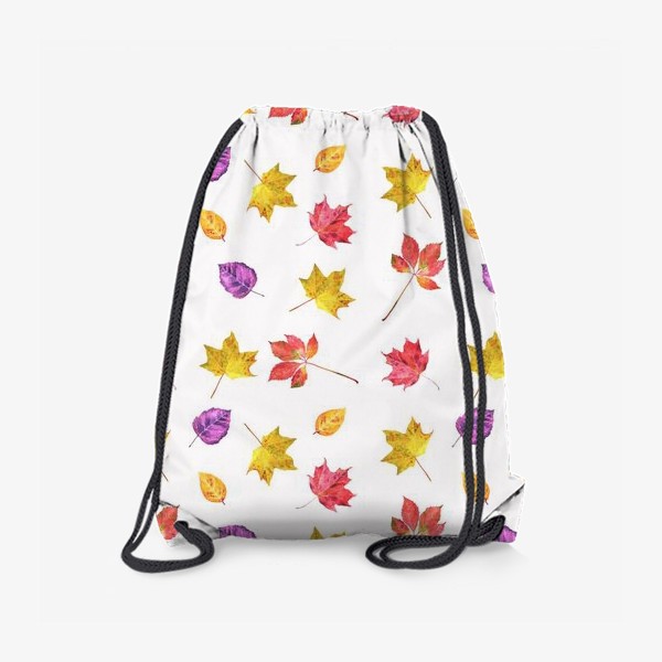 Рюкзак «Осенние цветные листья. Акварельный ботанический принт на белом фоне»