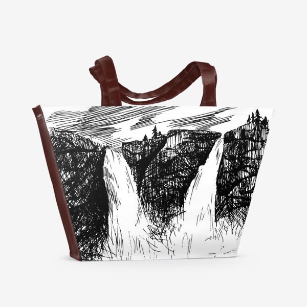 Пляжная сумка «Пейзаж с водопадами и горами»