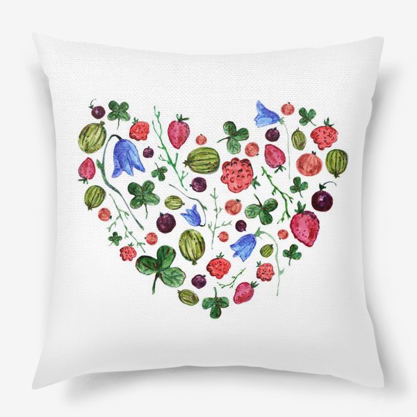 Подушка «Сердечко из ягод и цветов»