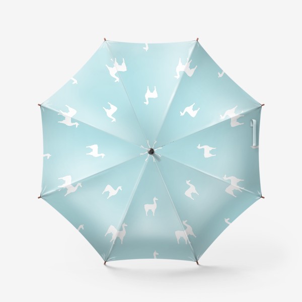 Зонт &laquo;Белые силуэты лам на голубом фоне (паттерн)&raquo;