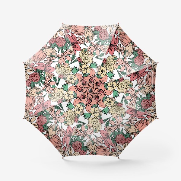 Зонт «Клубника и цветы»