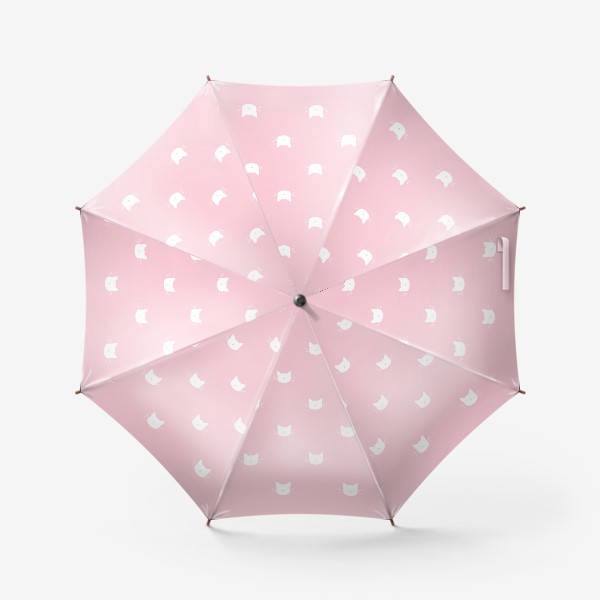 Зонт «Белые кошки на розовом фоне. Паттерн»