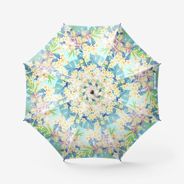Зонт «Цветы. Гавайи. Голубой.»