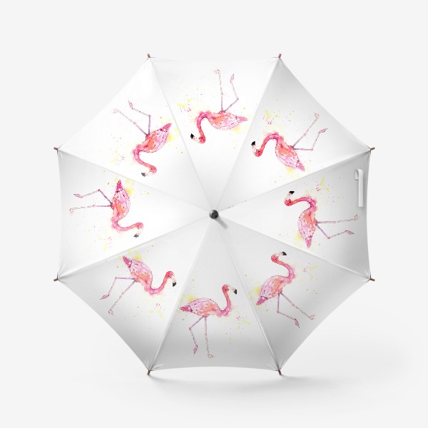 Зонт &laquo;Розовый фламинго. Летний акварельный тропический скетч на белом фоне&raquo;