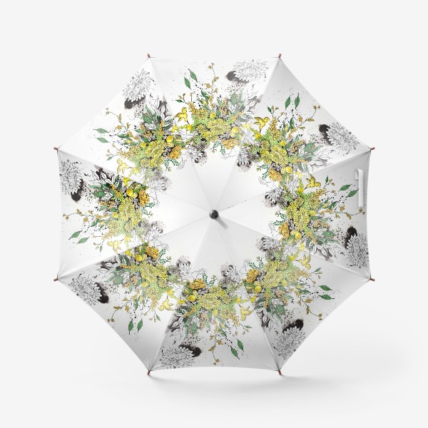 Зонт «Хризантемы и колибри»