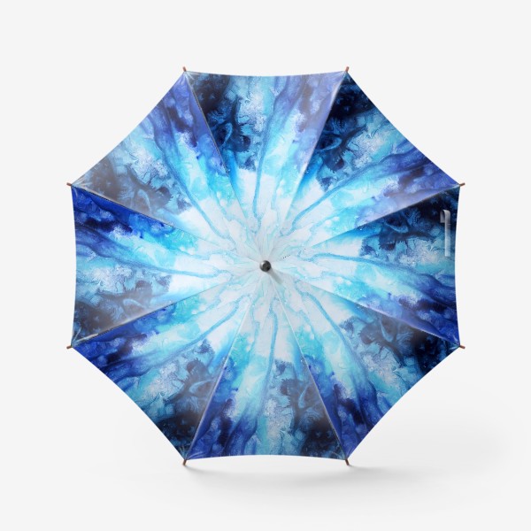 Зонт «Море, волны. Абстракция, современная акварель, жидкая техника, переливы синего, голубого, белого цвета»