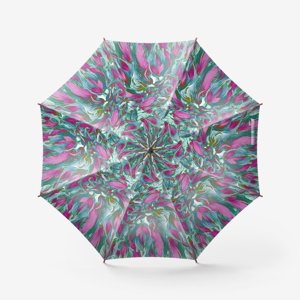 Зонт «Зелено-розовые листья»