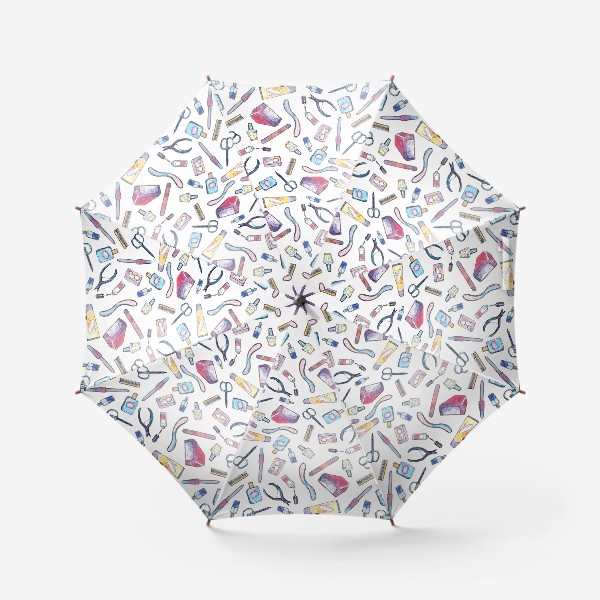 Зонт «Паттерн для мастера маникюра на белом фоне»