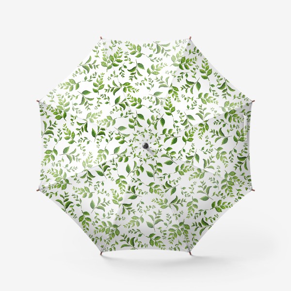 Зонт «Паттерн с акварельными зелеными веточками»