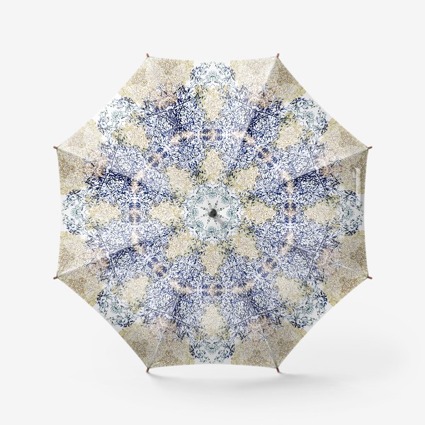 Зонт «Синий акварельный растительный узор»